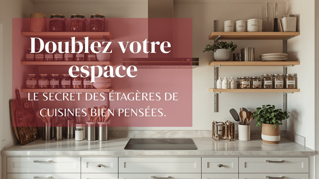 Étagères de cuisine modernes avec rangement optimisé, bocaux et plantes
