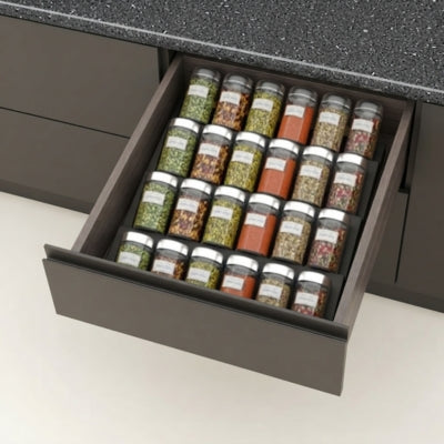 Rangement epices tiroirs pots à épices rangés en verticale organisation