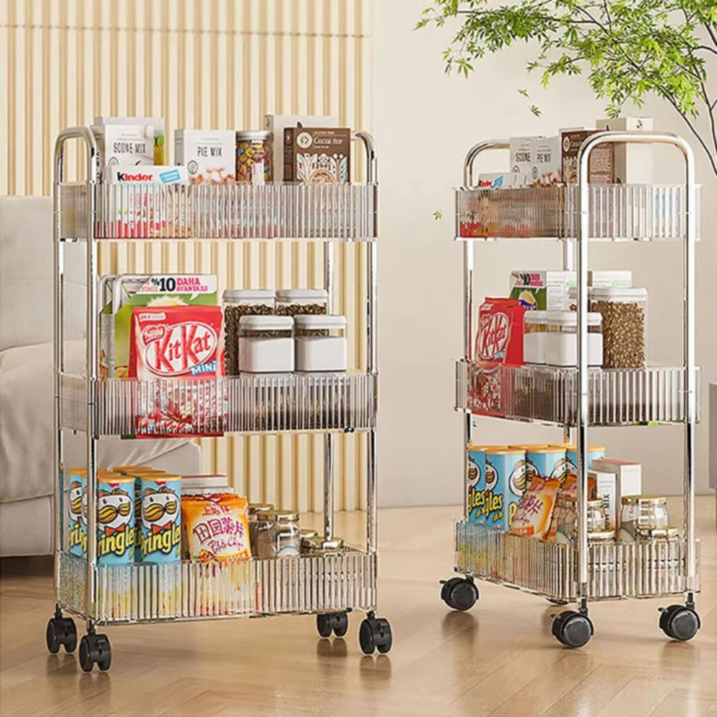 desserte cuisine tois niveaux acier