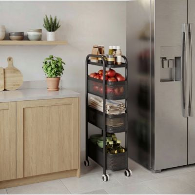 desserte sur roulettes cuisine claire grand frigo deux portes