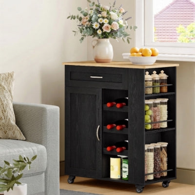 desserte sur roulettes style îlot utilisée au salon
