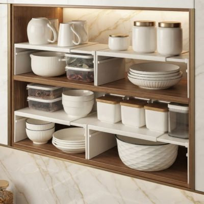 ensemble étagère de cuisine ajustable dans placard