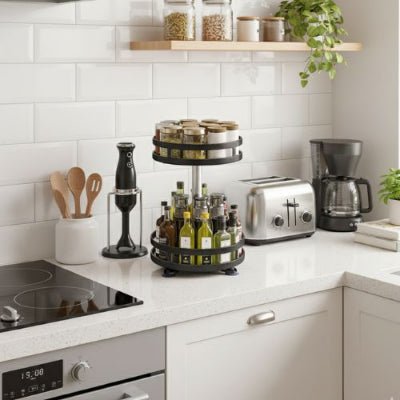 cuisine moderne étagère à épices essentielle organisation toaster ustensiles décorations