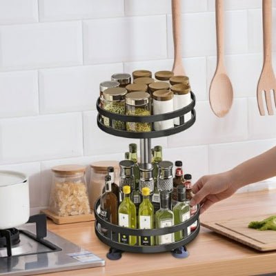étagère à épices pratique à la main  tourne pour choisir ustensiles planche