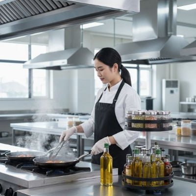 étagère à épices pratique cuisine professionnelle chef cuisine préparation légumes