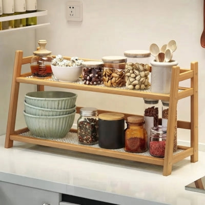 etagere cuisine bois deux étages ouverts circulation air