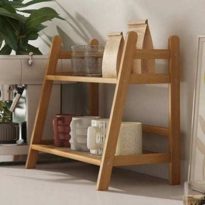 etagere cuisine bois deux niveaux coins arrondis rebords suréleves