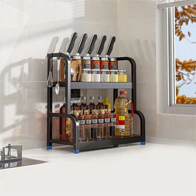 étagère cuisine rangement double mise en place sur comptoir