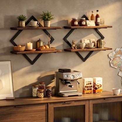 étagère de cuisine murale deux blocs dessus d'une cafetière