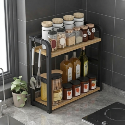 etagere de rangement pour cuisine avec crochets amovibles