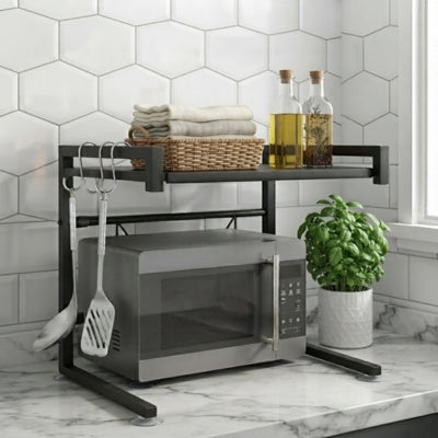 etagere micro onde acier carbone plan travail marbre gris blanc