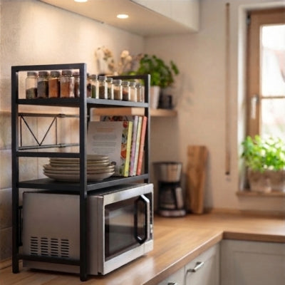 etagere micro onde espace organisé libération plan de travail