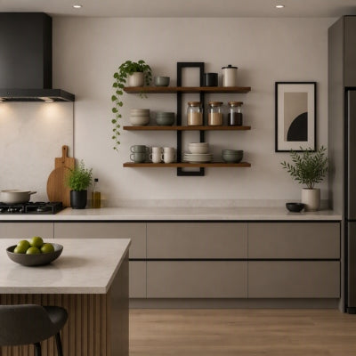 étagère murale cuisine dans un espace contemporain étagère bois