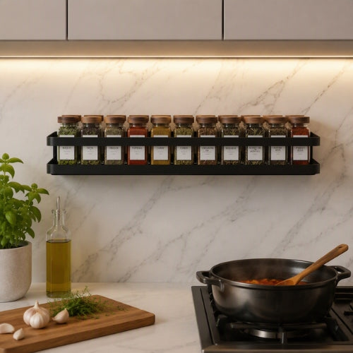 Étagère murale cuisine placée au-dessus du plan de travail