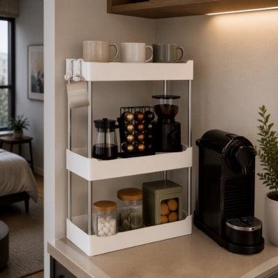 etagere pour cuisine blanche cafetière proche