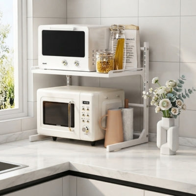 etagere pour micro onde blanche extensible réglable en hauteur