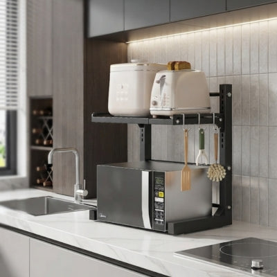 etagere pour micro onde deux niveaux noire acier au carbone