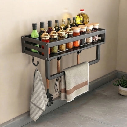 etageres murales cuisine grise pour épices huiles et torchons