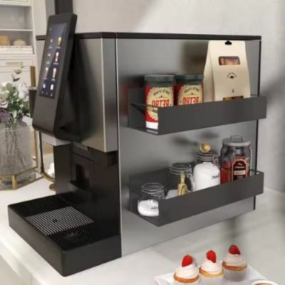 machine café etagere murale pour cuisine collée sur son côté