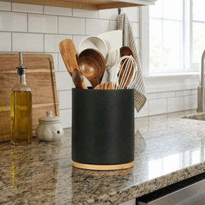 modèle noir porte ustensiles cuisine en bois