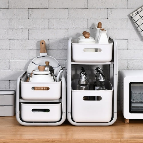 panier coulissant cuisine deux tailles différentes sur plan de travail