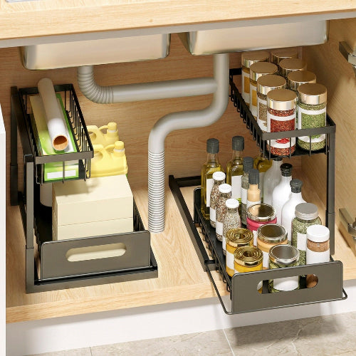 panier coulissant pour cuisine rangement efficace sous l'évier
