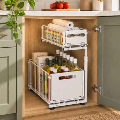 panier cuisine coulissant acier au carbone finition blanche