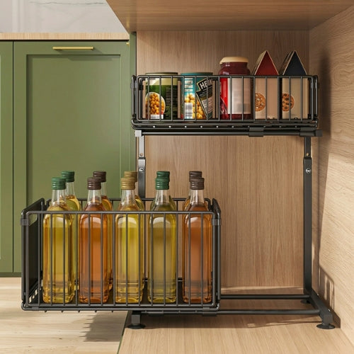 panier cuisine coulissant deux niveaux fixation avec ventouses