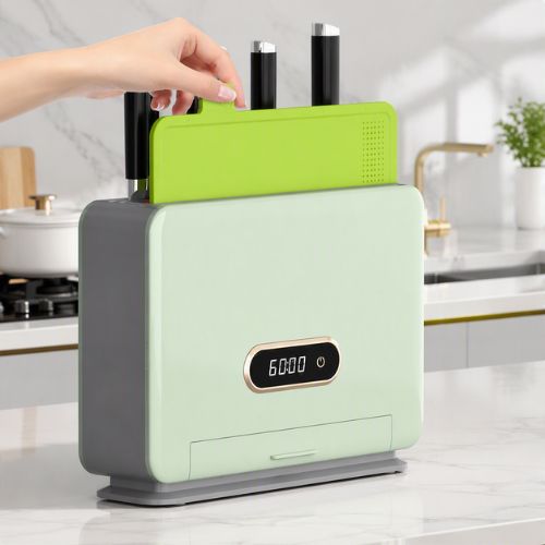 porte couteaux cuisine avec trois planches pour viande légumes poisson