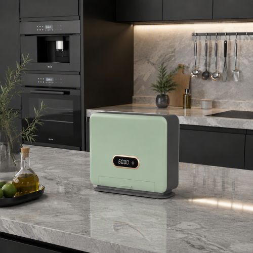 porte couteaux cuisine moderne posé sur un comptoir en marbre