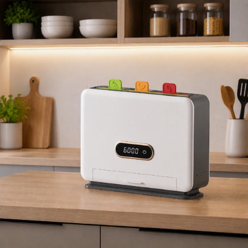 porte couteaux cuisine réctangulaire déposé sur un plan de travail