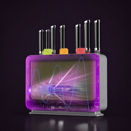 porte couteaux cuisine technologique avec système de désinfection UV