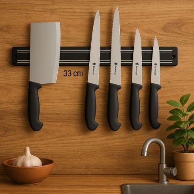 porte couteaux 33 cm sur un mur brun