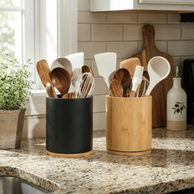 porte ustensiles cuisine bois pivotant