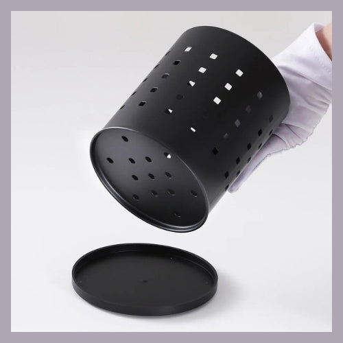 pot ustensiles cuisine noir avec égouttoir
