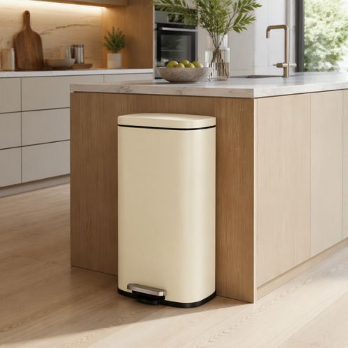 Poubelle à pédale type beige capacité 30 litres