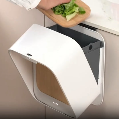 poubelle murale automatique rechargeable blanche pour déchets de cuisine