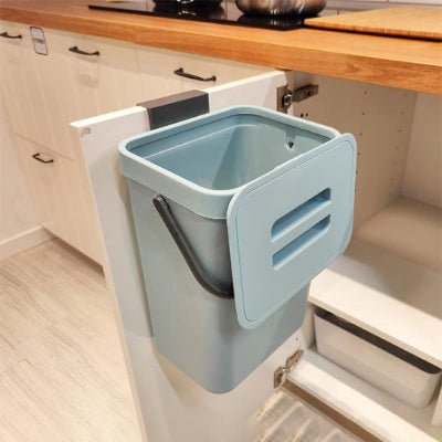 accrochée porte placard cuisine poubelle sous évier bleue