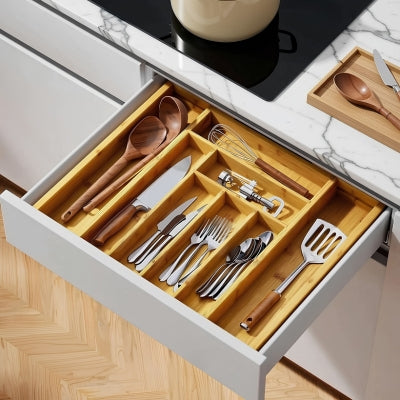 range couvert pour tiroir bambou extensible