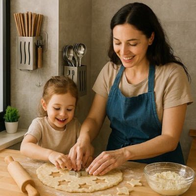 maman fille préparent biscuits deux ranger couvert au mur
