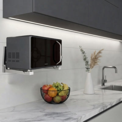 support micro onde corbeille fruits sur plan travail vase décoratif