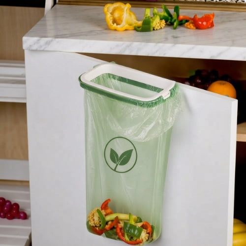 support pour sac poubelle accroché porte placard ouverte