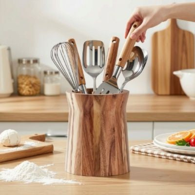 sur comptoir farine pot ustensile cuisine
