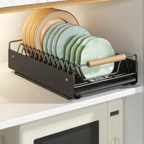 tiroir coulissant cuisine pour assiettes modèle gris acier inoxydable